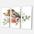 thumbnail image 3 of Designart ' Cotton Rose and Leaves With Robin Redbreast ' Traditional Canvas Wall Art Print, 3 of 3