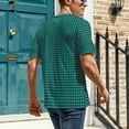 thumbnail image 5 of T Shirt For Men Green Black Houndstooth Small Pattern Trendy Cool Short-Sleeve Graphic Tops Dropship, 5 of 7