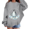 thumbnail image 2 of ZHOGXU Boys Girls Penguin Seashell Ocean Graphic Pullover Sweatshirt Long Sleeve O Neck School Top For Kids Casual Outdoor Play Wear,Grey,7-8 years, 2 of 4