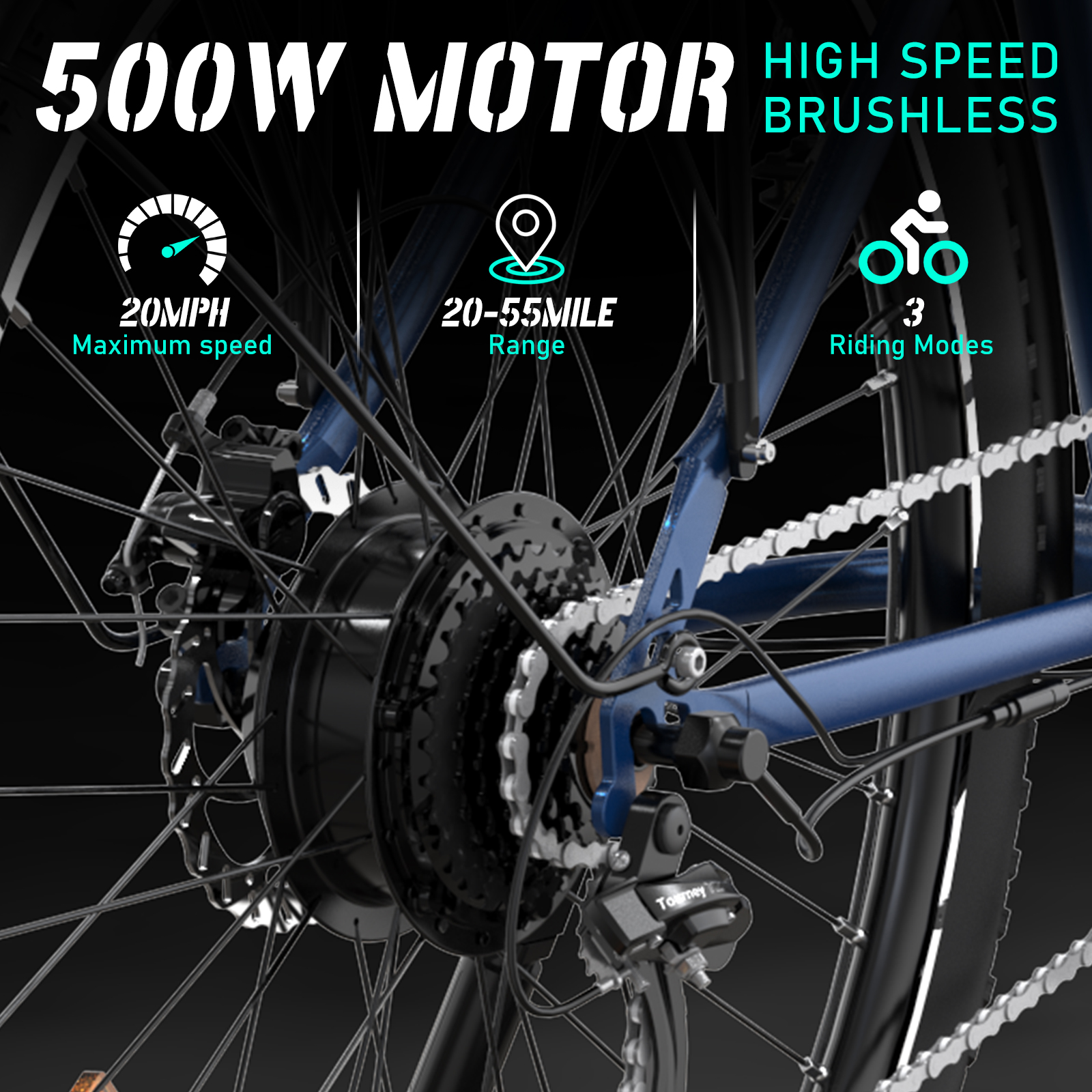 COLORWAY 500W Electric Bike, 28" Electric Bicycle, 36V/12Ah E Bike with 7 Speeds BK27M City bike UL2849