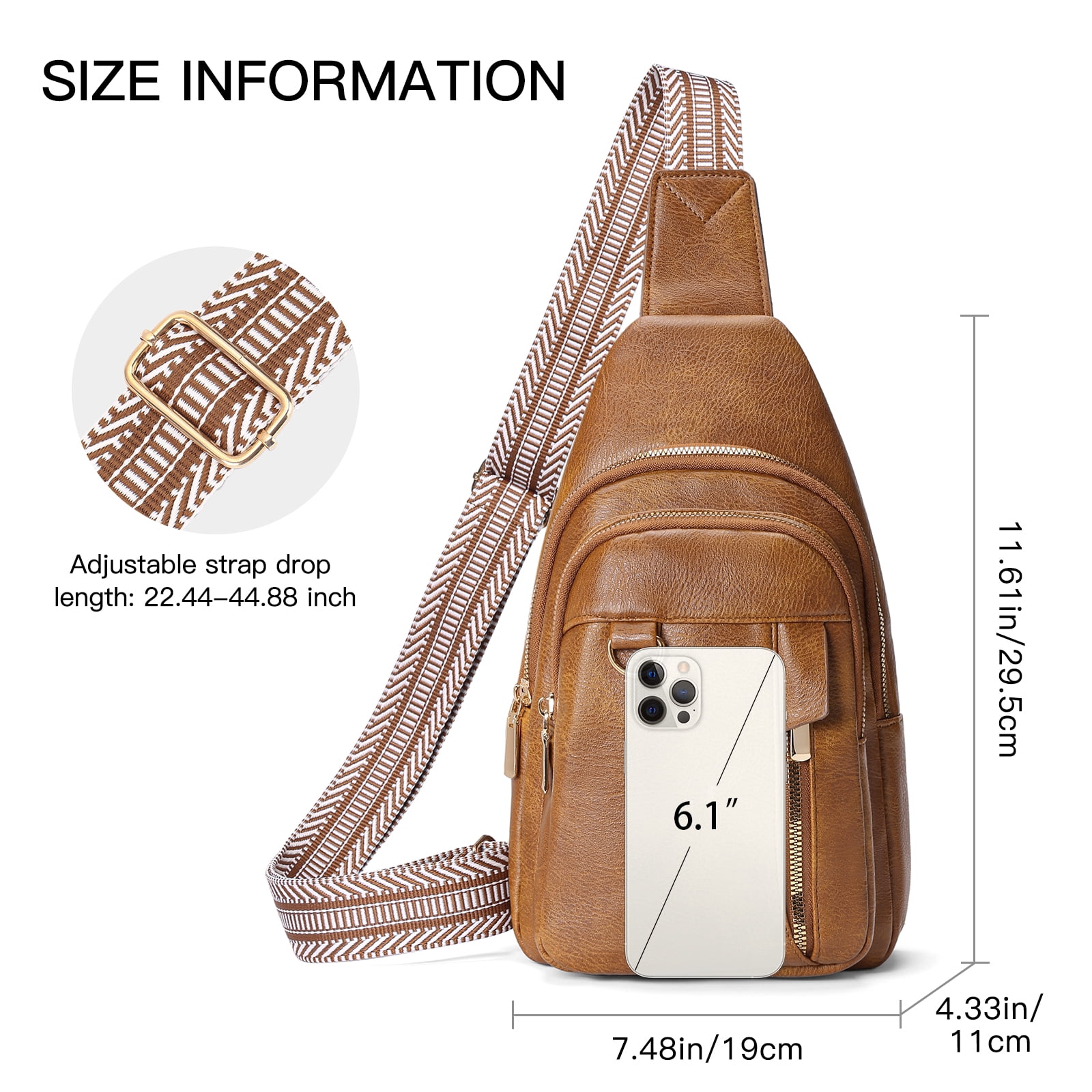 GAEKEAO Sling Bag for Women Crossbody Bags Fanny Pack Vegan Leather Chest Bag Travel Shoulder Belt Purse Backpack Gifts