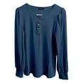 thumbnail image 3 of Duoif Womens Tops Long Sleeve Shirts for Women, Women's Long Sleeve Tops Smocked Puff Sleeve Tops Casual Shirts Blouses Tops for Women Trendy Navy XL, 3 of 4