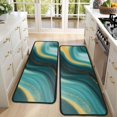 thumbnail image 4 of Kitchen Rugs Sets Of 2,Teal Gold Marble Wave Pattern Anti Fatigue Kitchen Mat Rugs Non Slip Washable,Decorative Kitchen Floor Mats for Kitchen,Sink,Laundry,17"x47"+17"x47", 4 of 5