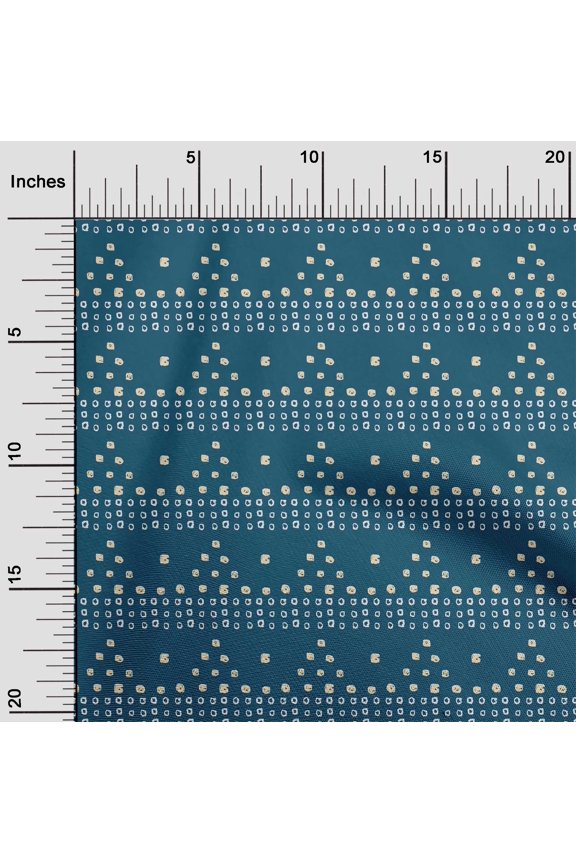 Viscose Chiffon Teal Blue Fabric Small Motif Bandhani Diy Clothing Quilting Fabric Print Fabric By Yard 42 Inch Wide