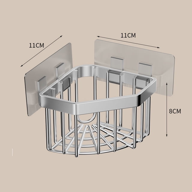 Stainless Steel Sink Storage Rack Triangular Corner Sponge Basket Non-drilling Drainage Design For Kitchen And Bathroom