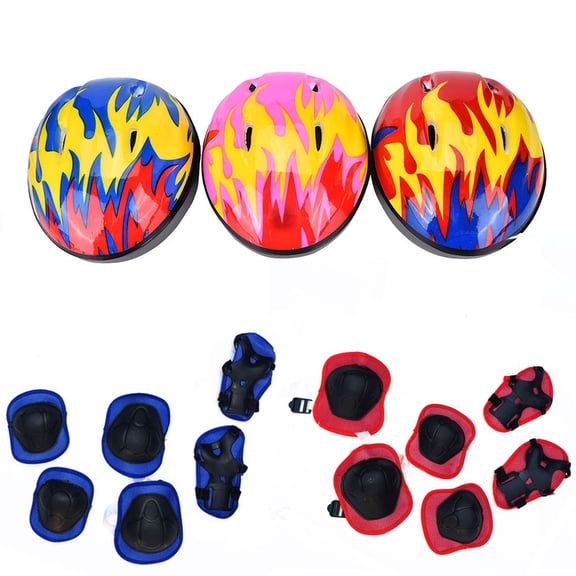 D-GROEE 7Pcs Kids Helmet Knee Elbow Pads Wrist Guard Sport Protective Gear Adjustable Scooter Skateboard Roller Bike Skate Cycling Protect Set for Boy Girl