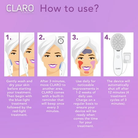 Spa Sciences Claro, LED Acne Clearing Light Therapy System, FDA Cleared and Rechargeable