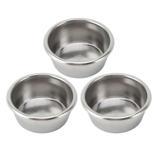 Lot de 3 porte-filtres à café en acier inoxydable, 2 tasses, monocouche, 54 mm, pour la préparation du café