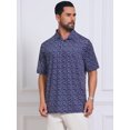 thumbnail image 4 of DARING DIVA Men's Printed Short Sleeve Lightweight Breathable Polo Shirts L Dark Blue, 4 of 7