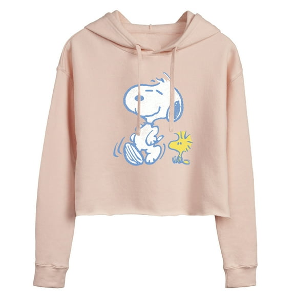 Peanuts - Snoopy And Woodstock Pastels - Ladies Cropped Hoodie