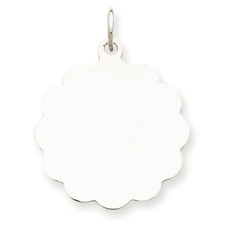 925 Sterling Silver Engravable Disc Polished Charm Pendant 22mmx20mm