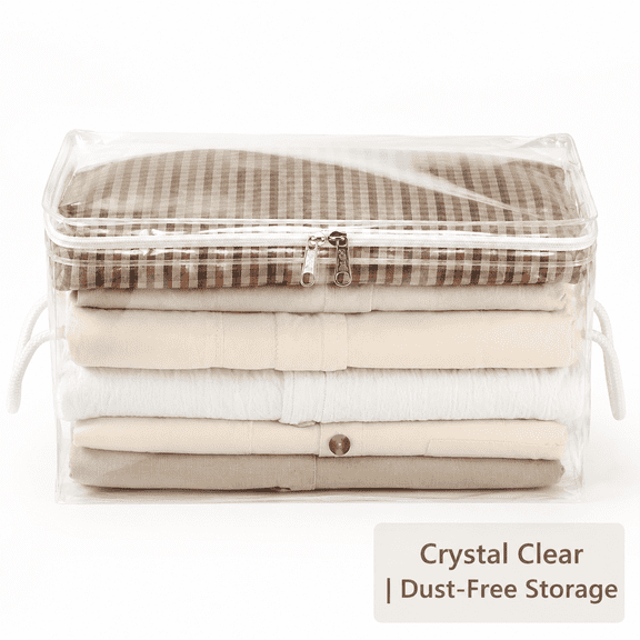 Clear Zippered Storage Bags Sweater Storage Bags with Zipper 6 Packs Clothing Organizer for Blankets Linen Sweater Bed Sheet Quilt Clothes Pillow