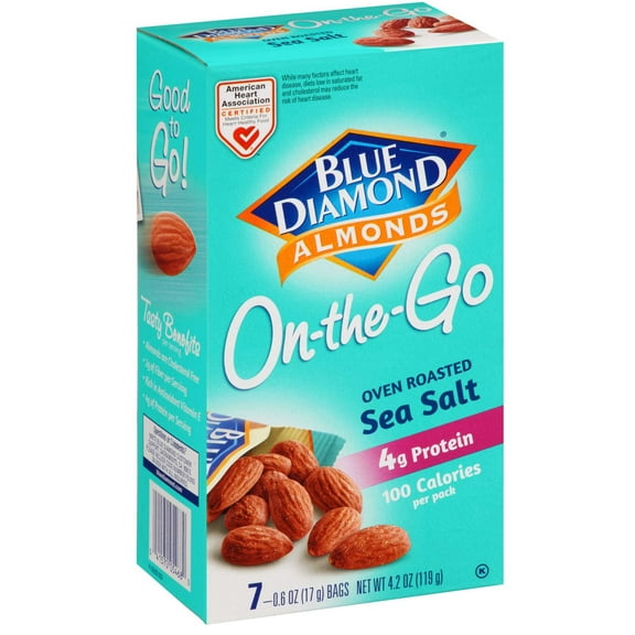 Blue Diamond 100 Calories Dry Roasted Sea Salt Almonds, 4.2 Ounce -- 6 per case