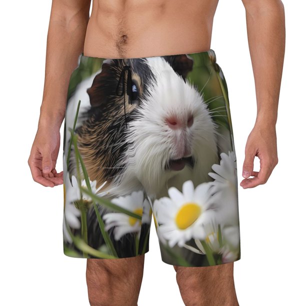Balery Daisy Guinea Pig Bañador para hombre, shorts de playa de secado rápido con entrepierna y forro de compresión-3X-Large