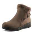 thumbnail image 2 of Flexus Santuzza Women's Waterproof Microsuede Bootie with Faux Fur, Flexible Sole, Decorative Buckle, and Zipper Closure – Vegan-Friendly, Cold Weather Comfort, 2 of 9
