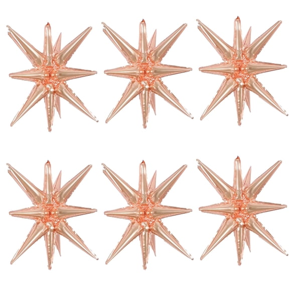 Globos de aluminio ZSYLYTKV con forma de estrella de oro rosa, 14 puntas, 22 pulgadas, 6 unidades