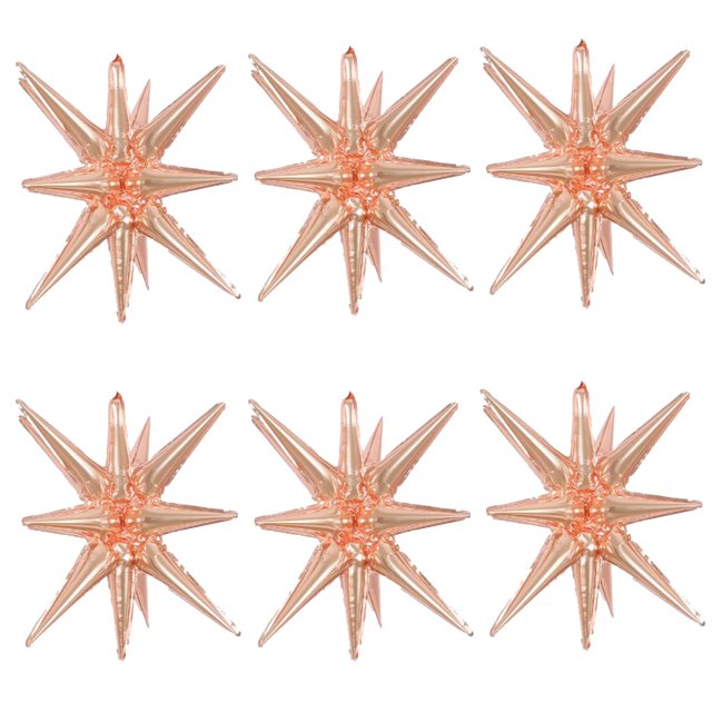 Globos de aluminio ZSYLYTKV con forma de estrella de oro rosa, 14 puntas, 22 pulgadas, 6 unidades