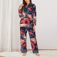 thumbnail image 2 of Salouo Skull With Roses And Sunglasses Pattern Women's Pajamas Set Long Sleeve Button Down Sleepwear Soft Pj Lounge Sets for women 2 Piece Pjs Set with Long Pants-X-Large, 2 of 7
