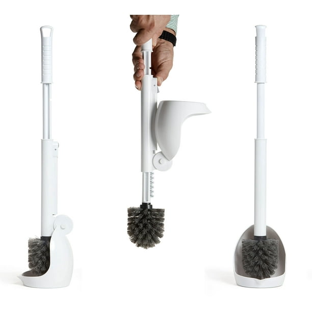 Escobilla de baño ELYPRO sin goteo con soporte higiénico blanco