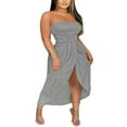 thumbnail image 1 of Women Strapless Dress  Solid Color Off-Shoulder Long  with Cropped Hem, 1 of 5