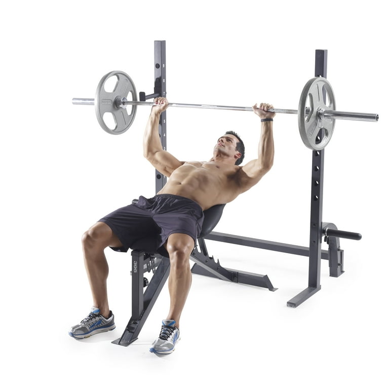 Weider Pro 395 Multi Purpose Olympic Bench with 300 lb. Weight Capacity and Professional Exercise Chart
