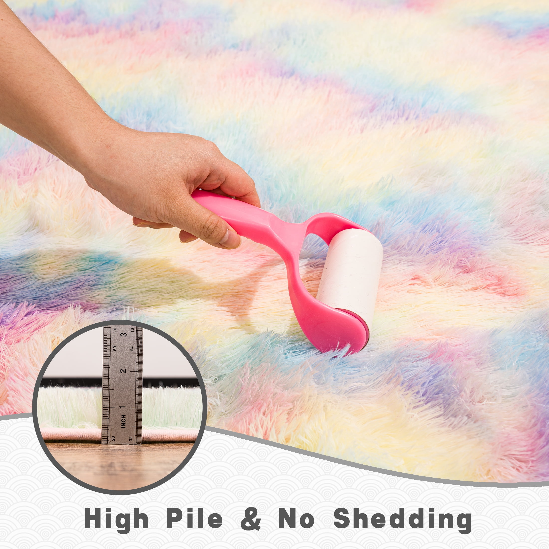 Socofuz Soft Fluffy Rugs for Girls Bedroom, Rainbow Kawaii Kids Carpets for Teens Dorm Aesthetic, Baby Princess Room, 5x7ft