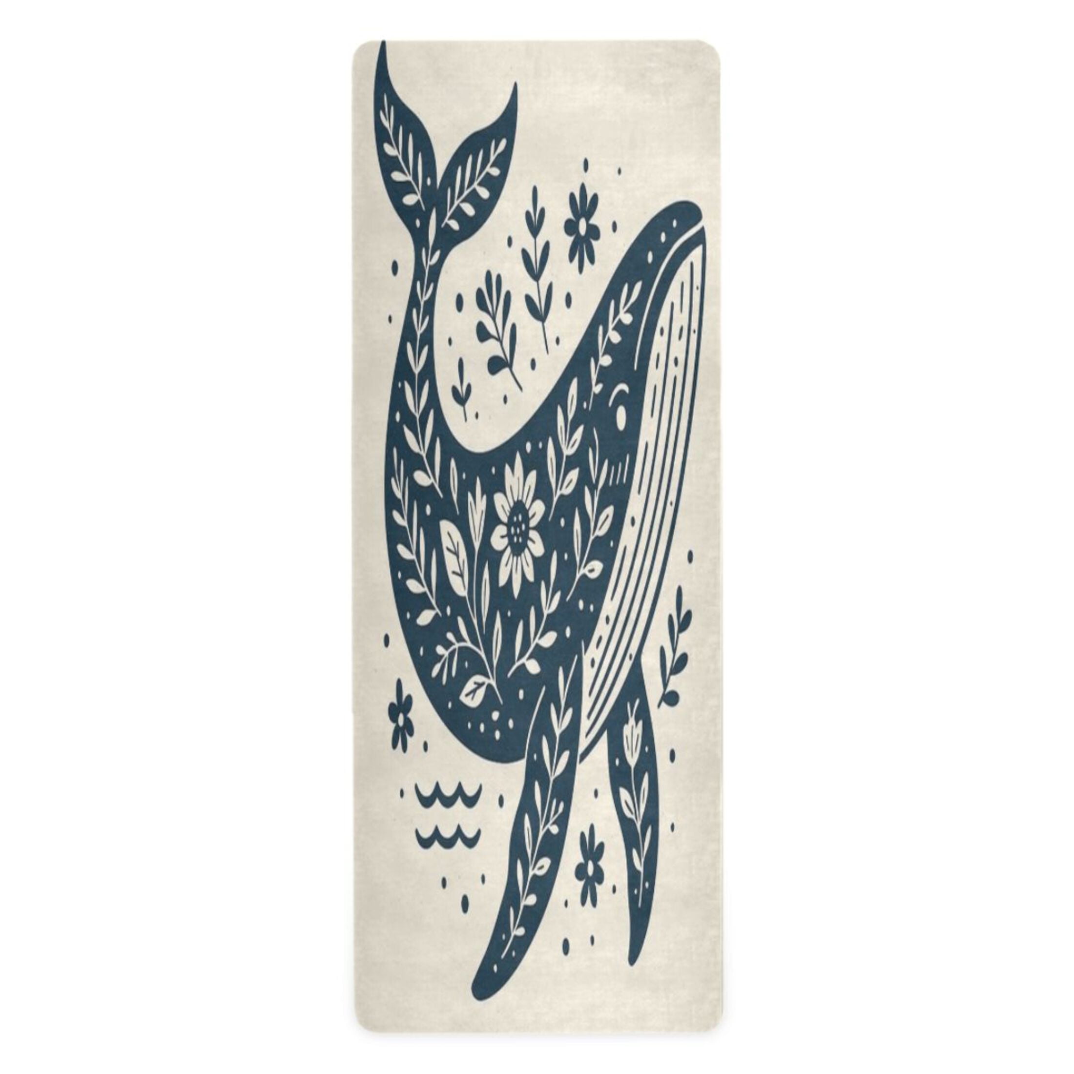 BZSMCE Yoga Mat Women Fitness Mat Whale in Floral Harmony Pattern
