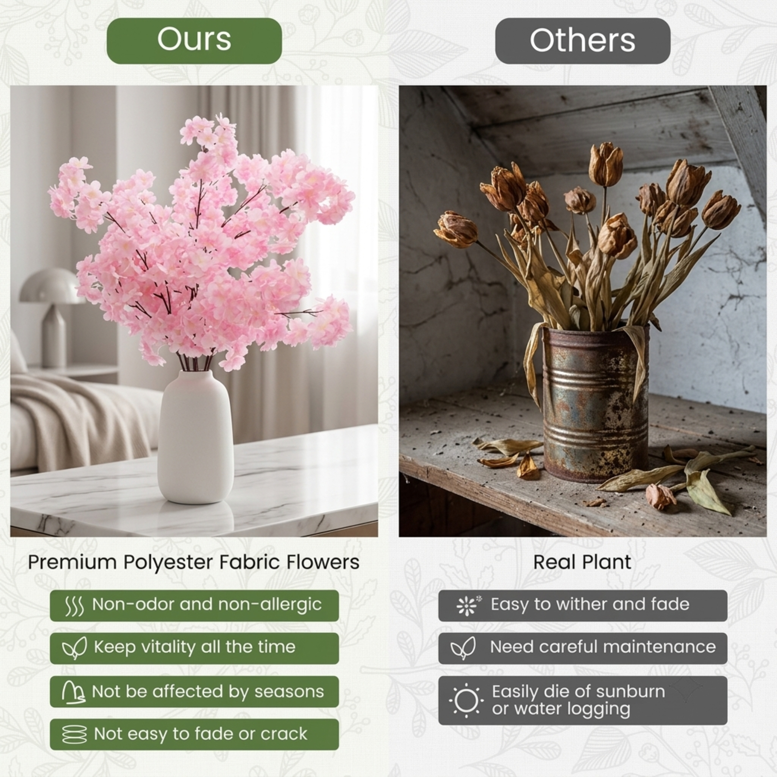 Vebreda Artificial Plant Decor, 6.5 FT Tall Artificial Cherry Blossom Tree with 1170 Pink Flowers, Gorgeous and Vivid Appearance