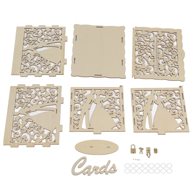 DIY Wooden Box, Hollow Wedding Box Exquisite Texture Arbitrary Coloring Hard Boxwood For Party For Donation JM01777 Small