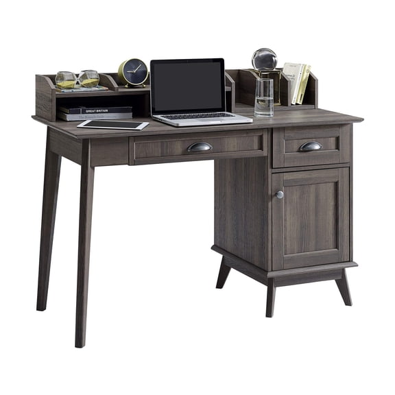 Eden Home Wood Writing/Computer Desk with Hutch in Smoke Oak