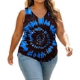 thumbnail image 5 of TEAJOPSUU Plus Size Summer Tank Tops for Women Tie Dye Printed Sleeveless V Neck Tank Tops Daily Vacation Beach Wear C-Navy, 5 of 8