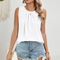 thumbnail image 7 of XFLWAM Womens Summer Tank Tops Pleated Crewneck Casual Loose Blouses Sleeveless Tops Business Work Shirts, 7 of 7