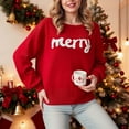 thumbnail image 4 of larppty Womens Merry Christmas Sweaters Long Sleeve Sweater Loose Fit Pullover Top Christmas Holiday Sweaters (Red, L), 4 of 6