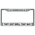 thumbnail image 1 of Old Fishermen Never Die Chrome License Plate Frame, 1 of 1