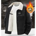 thumbnail image 5 of Mens Sherpa Lined Cargo Jacket Turn Down Collar Work Coat Button Down Winter Multi Pocket Trucker Jacket, 5 of 6