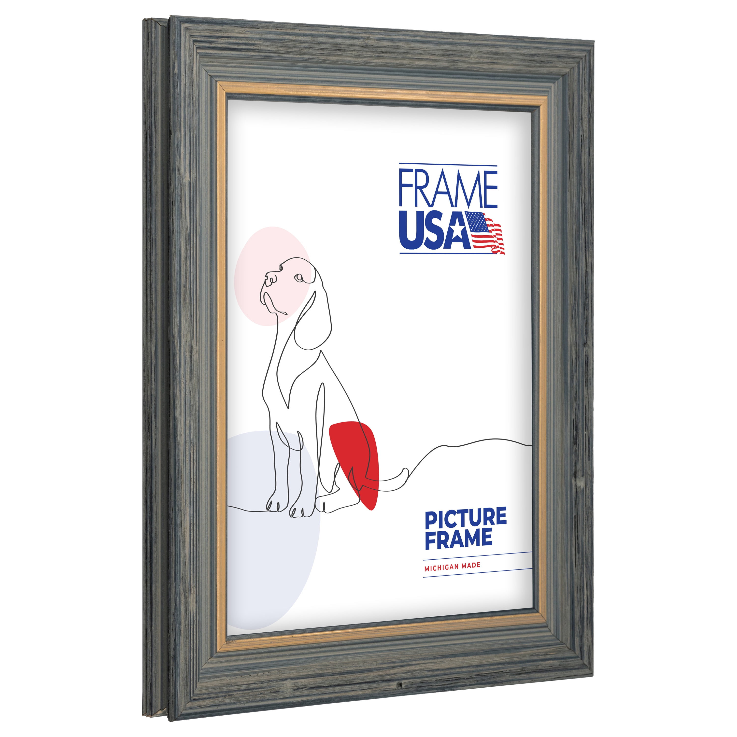 18x24 Picture Frame Gray Distressed Series Style 72817-005 , 1.5 Inch MDF Moulding , Includes Acrylic and Backing , Wall Display Frame for Art, Posters, or Photos , Frame USA