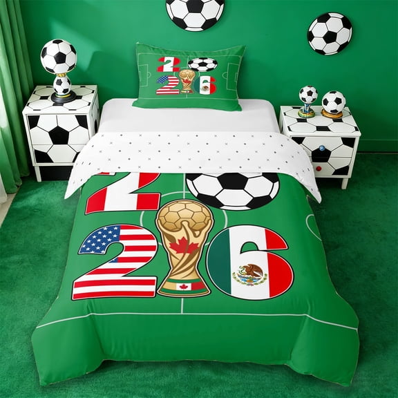 Erosebridal Ball Games Twin Bedding,American Flag Football Sport Soccer Lover Duvet Cover Set For Men Women,Reversible 2 Pieces,No Comforter