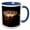 Blue/White, variant on 3drose, Carousel Merry Go Round Amusement Park Lit up at Night, 11oz Two-tone Green Mug
