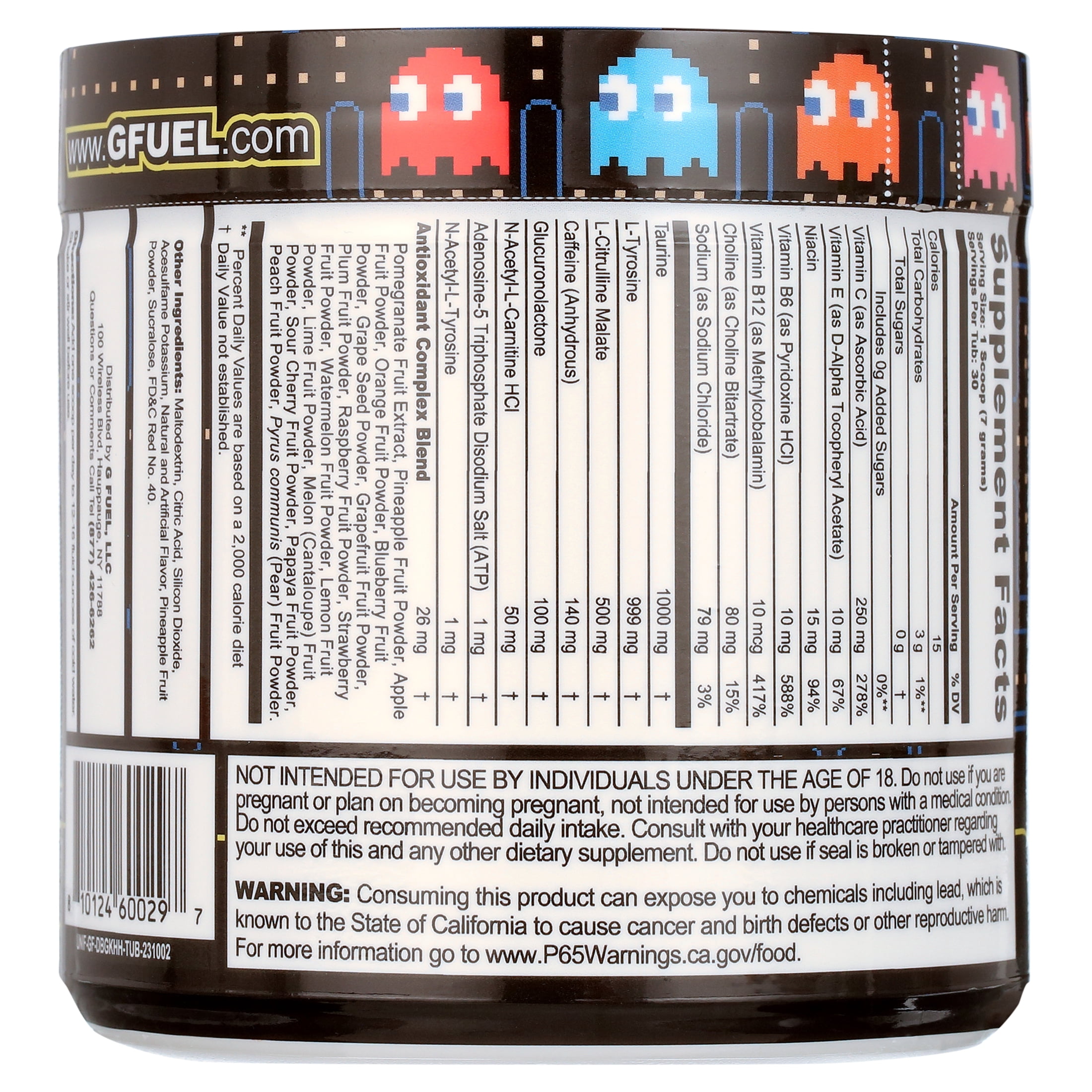 G Fuel Pac-Man Energy Supplement Powder, Cherry Lollipop Flavor, 30 Servings