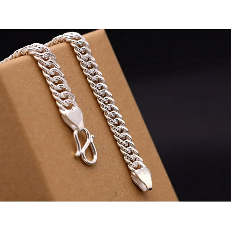 S99 Sterling Silver Cuban Chain Bracelet for Men Hip hop Japanese and Korean Coarse Handmade Whip Chain Walmart