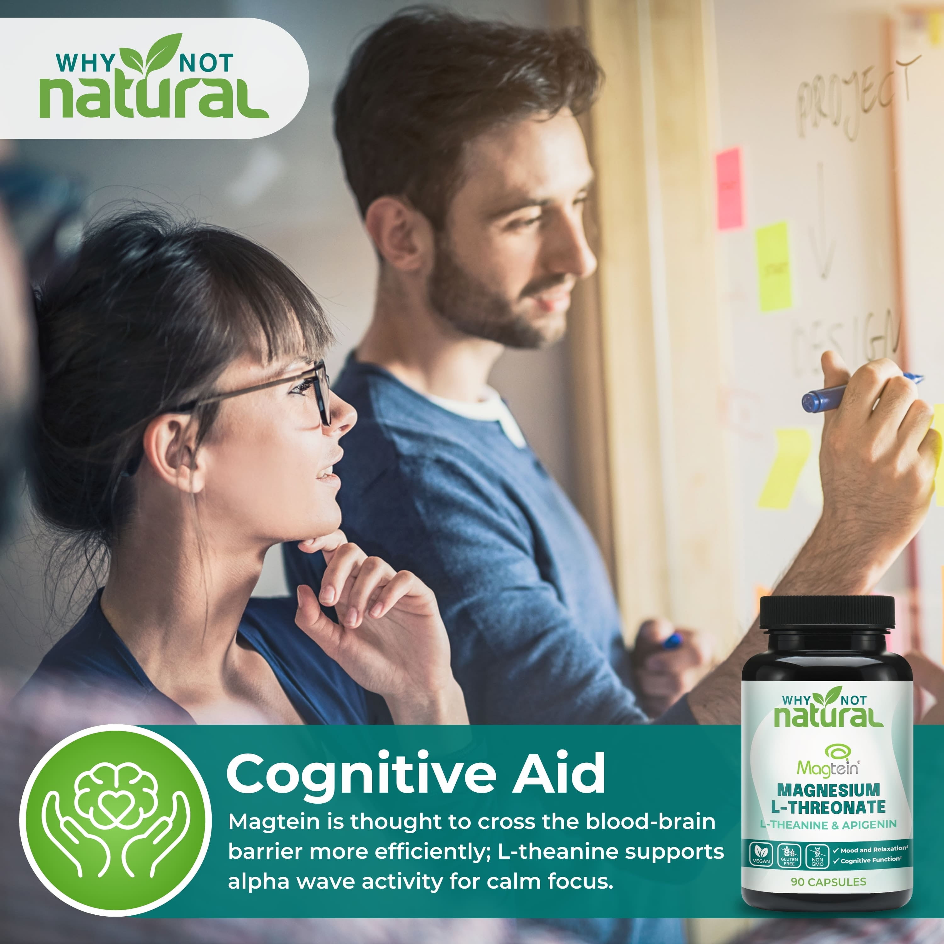 Why Not Natural Magnesium L-Threonate Complex | 90 Vegan, Non-GMO, Gluten-Free Caps