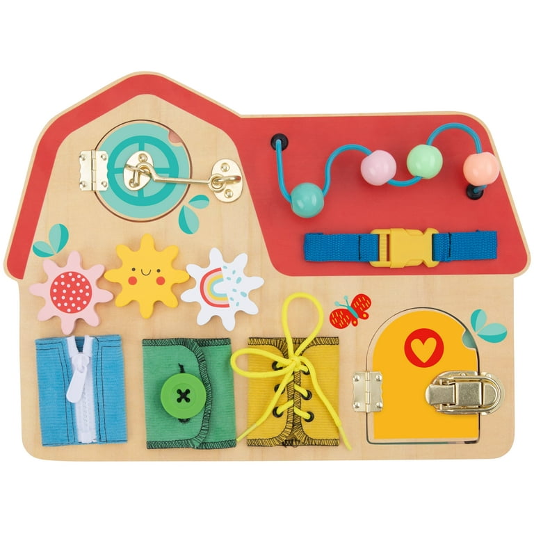 TOOKYLAND Wooden Busy Board - Montessori Activity Board, Preschool Learning  Sensory Toy for Kids 3 Years Old +
