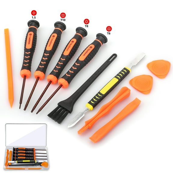EEEkit 11 in 1 T6 T8 T10 Cross 1.5 Screwdriver Repair Tool Kit Fit for Xbox One/Xbox 360/PS3/PS4 Controller with Pry Tools, Cleaning Brush, Transparent Box