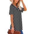 thumbnail image 6 of Palato Women's Plus Size Tops,Women's Summer Tunic Round Neck Printed T-Shirts Casual Short Sleeve Blouse Pleated Tops With Ruffle Hem, 6 of 8