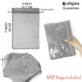 thumbnail image 2 of Allgala 100 Count Orangza Gift Party Favor Bags with Drawstring-5x7 Inch-Silver-PF53204, 2 of 2