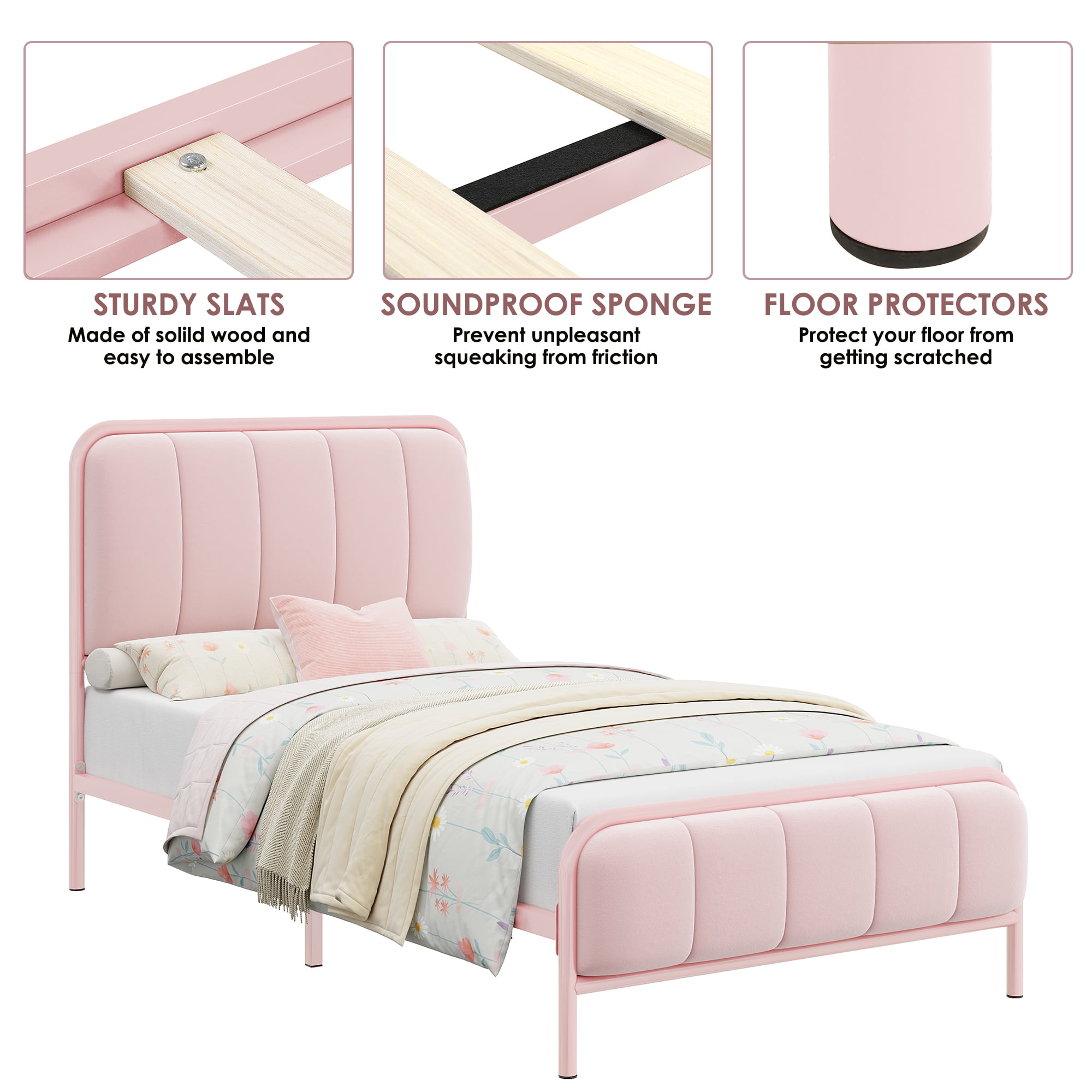 GOLDさま専用ページ Queen size Gold Metal Platform Bed Frame with Beige White