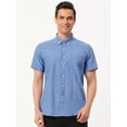 thumbnail image 3 of Lars Amadeus Vestido de verano para hombre Camisa Oxford de manga corta con botones en color sólido Azul L Unique Bargains Camisa, 3 of 6