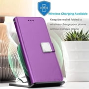 Wallet Phone Case for iPhone 15 Pro Max, Shockproof Kickstand Flip Case for Apple iPhone 15 Pro Max (2023 Release) with Credit Card Holder for Men/Girls Women,Purple