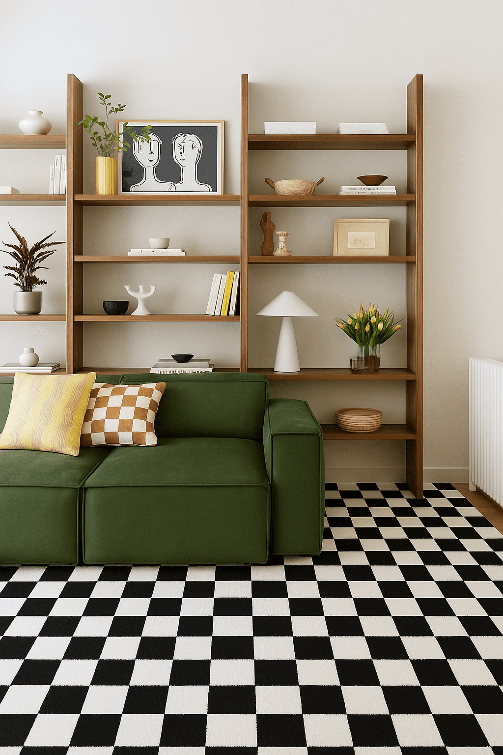 Tapis de surface Géométrique Rug Branch Metro Checkered Noir 5' x 8' (Taille exacte: 5'3" x 7'7") Noir Contemporain - Living Room, Bedroom, Dining Room, and Kitchen