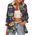thumbnail image 5 of LEKWK Mardi Gras Shirts for Women Fun Party Food Graphic Print Dress Blouses Long Sleeve Button Down Casual Daily Outfits, 5 of 8
